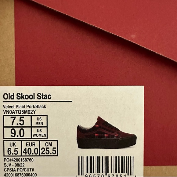 VANS Old Skool Platform Shoes Black Red Suede Low Velvet Gothic Punk - Picture 8 of 10